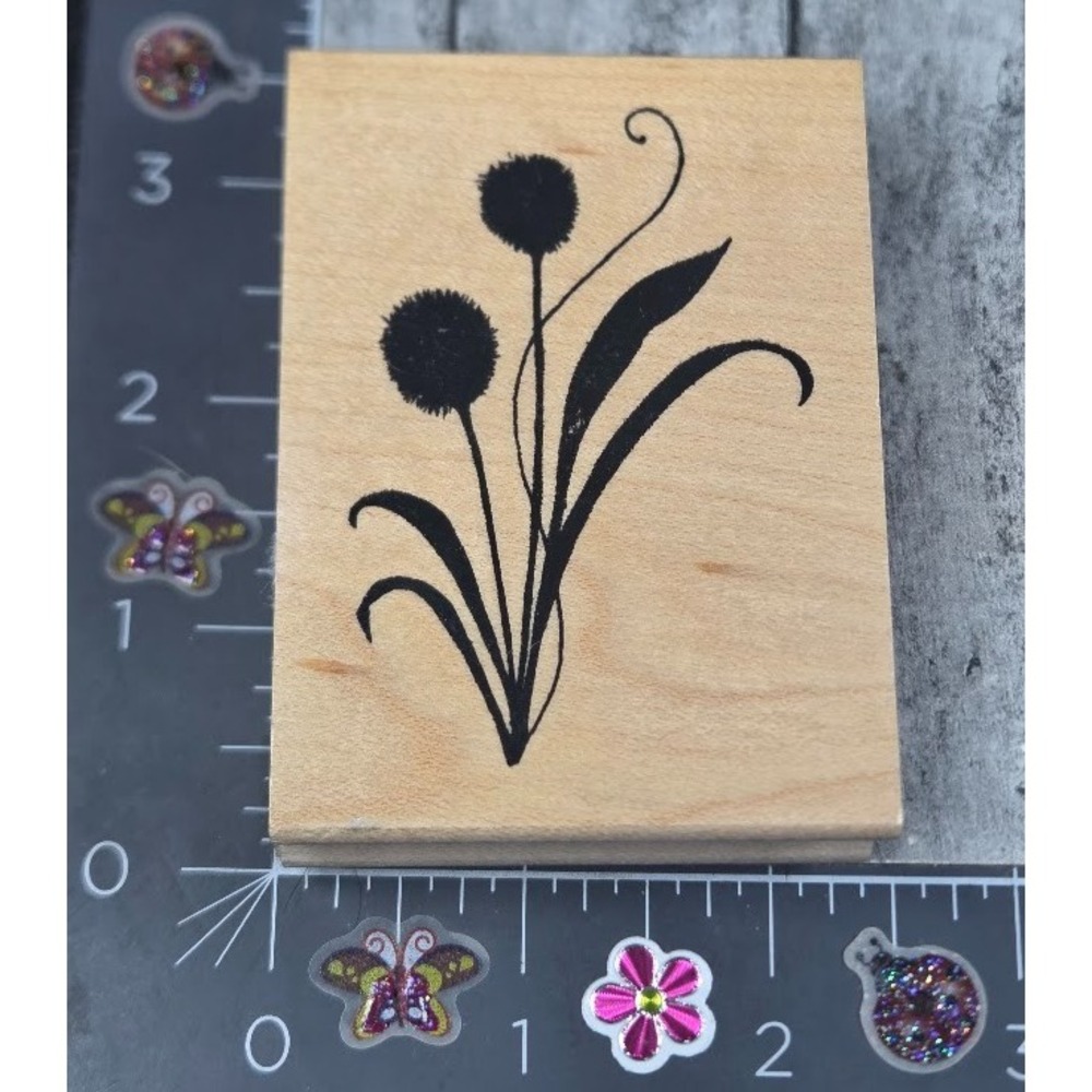 Great Impressions Thistle Dandelion Flower Plant F409 Rubber Stamp Wood #R112